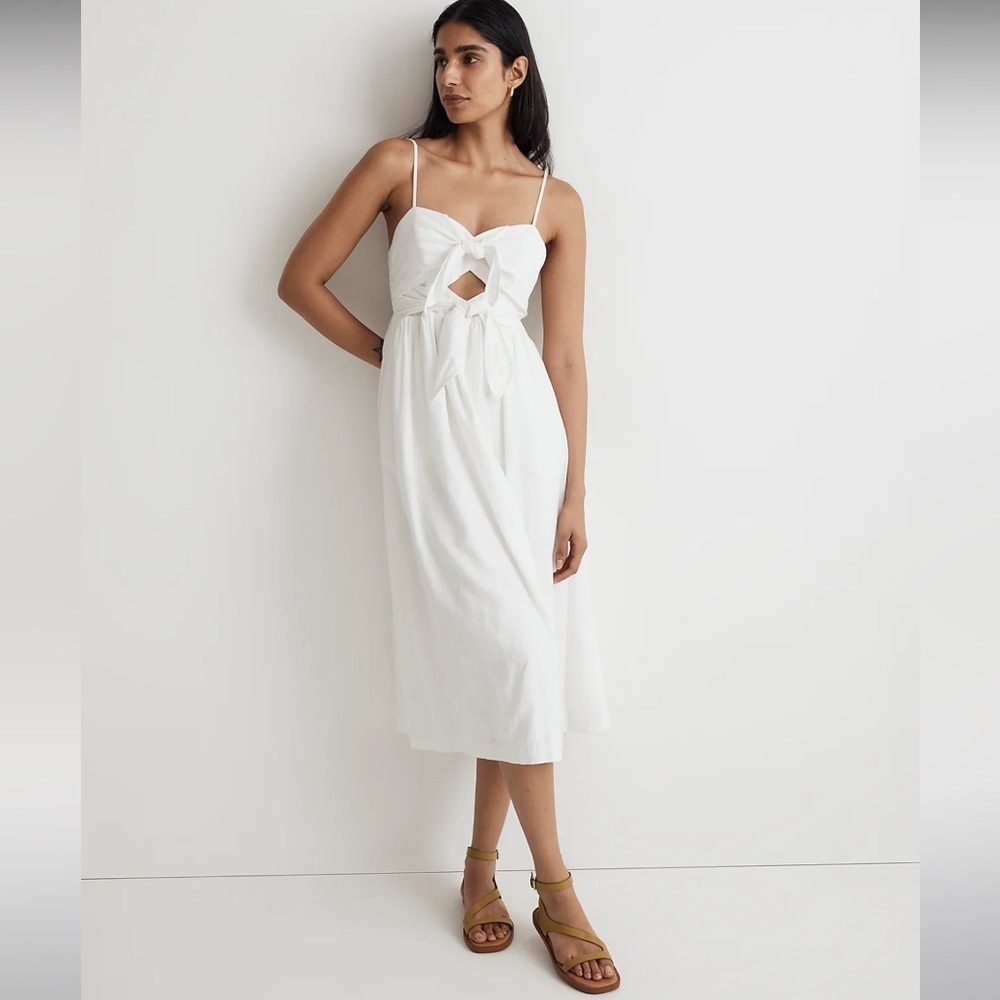 Madewell Double-Tie Cutout Sweetheart Midi Dress